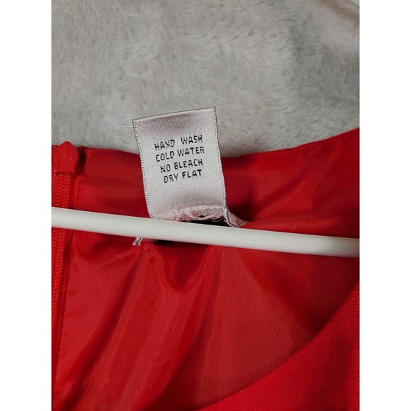 ISC Tank Dress Women Size Large Red Silk Sleeveless Round Neck Lined Back Zipper - Picture 7 of 8